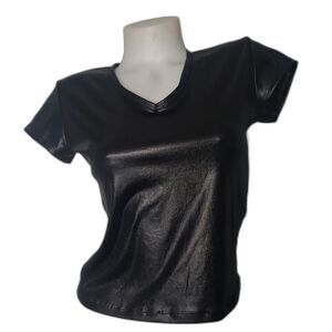 Vintage 80's 90's  Z.RO Black Leather Look Open Back Top Juniors Size Medium
